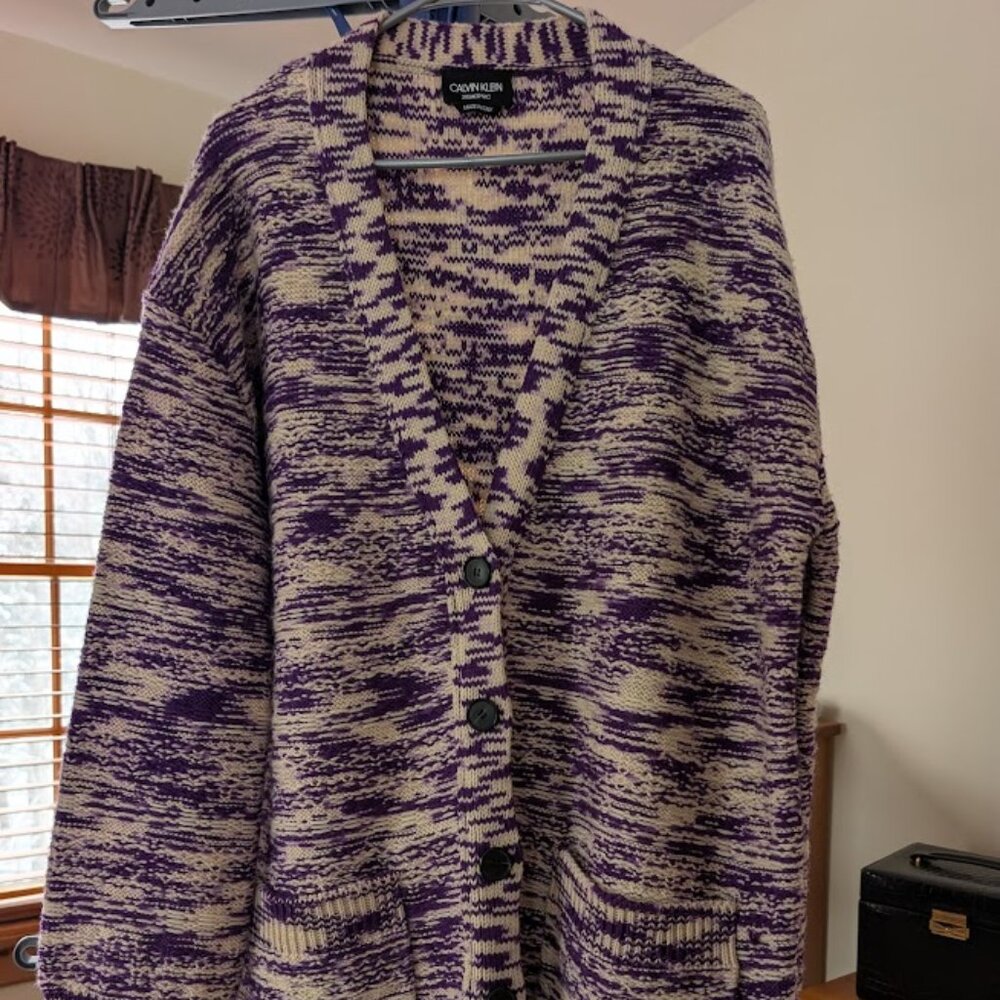 Calvin Klein purple knit cardigan